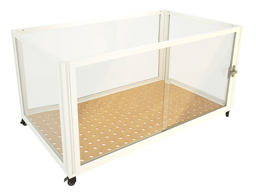 Caixa de Treinamento de Carregador de Animais Brancos Caixa de Cão de Metal com 4 Rodas Portas Deslizantes Design Portátil